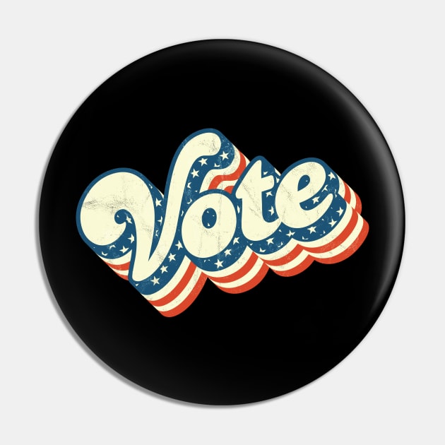 Retro Vintage Vote US Flag Pin by Jennifer