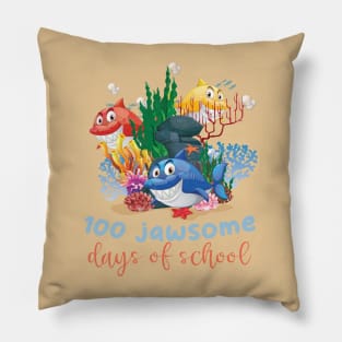 100 Jawsome Days Of School, Gift Idea For Students, 100 Days Of School Pillow