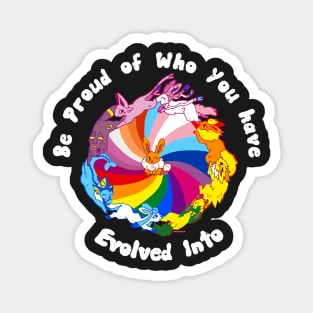 Pride Evolution - White Text Magnet