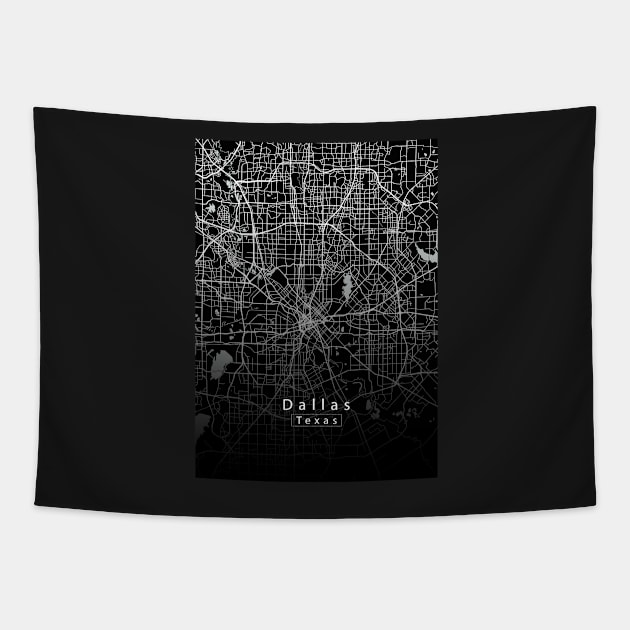 Dallas Texas City Map dark Tapestry by Robin-Niemczyk