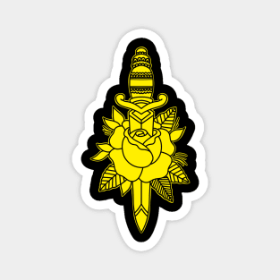 HomeSchoolTattoo dagger and Rose (YELLOW) Magnet