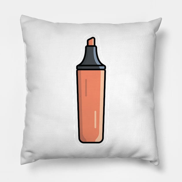 Orange Highlighter Pen Sticker design vector illustration. Education objects icon concept. Write, Back to school, Stationary for students sticker vector design. Pillow by AlviStudio