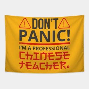 Funny Sarcastic Don't Panic Chinese Teacher Asian Humor Pun Tapestry