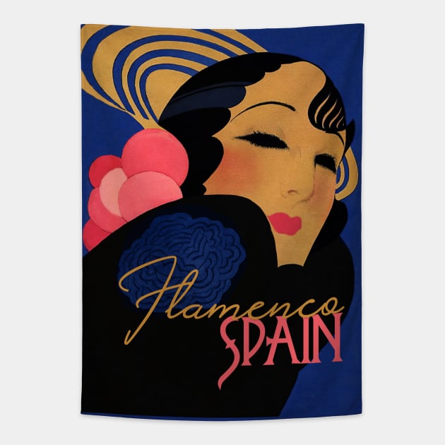 Flamenco Spain Art Deco Tapestry by LittleBean