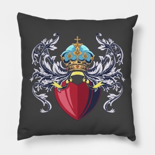 A coat of arm crest heraldic medieval knight with heart or love symbol Pillow