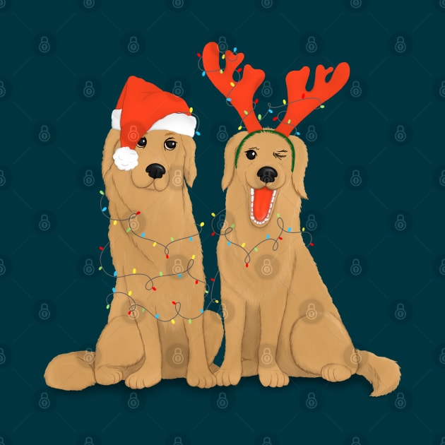 Golden retrievers ready for Christmas by illograph