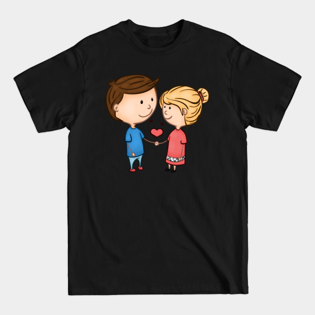 Discover Handholding couple in love with heart - Couple - T-Shirt