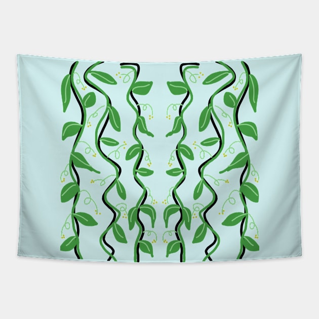 Green Creepers Plants with Yellow Flower Tapestry by TANSHAMAYA