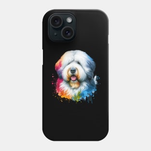 Bright Watercolor Old English Sheepdog Phone Case