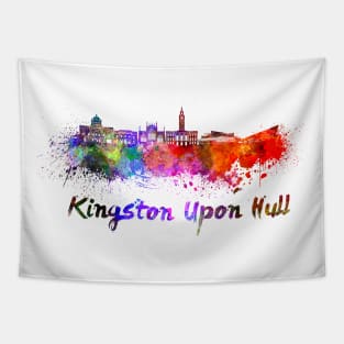 Kingston Upon Hull skyline in watercolor Tapestry