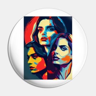 Abstract pop art style three womans Pin