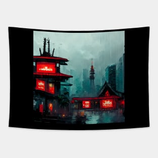 Tran Zen - Cyberpunk Fantasy Scapes Cityscape Skyline Tapestry