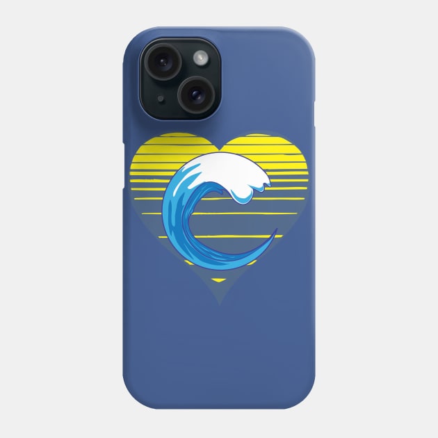 Blue ocean wave lover, sunset heart. Surf and sea waves lover gift Phone Case by alcoshirts