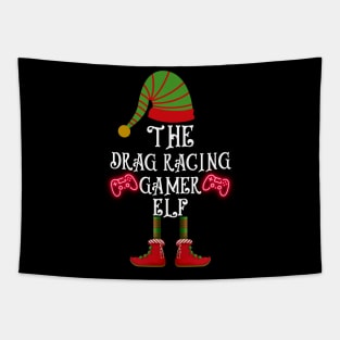 The Drag Racing Gamer Elf Funny Christmas Gaming Controller Cute Xmas Holiday Tapestry