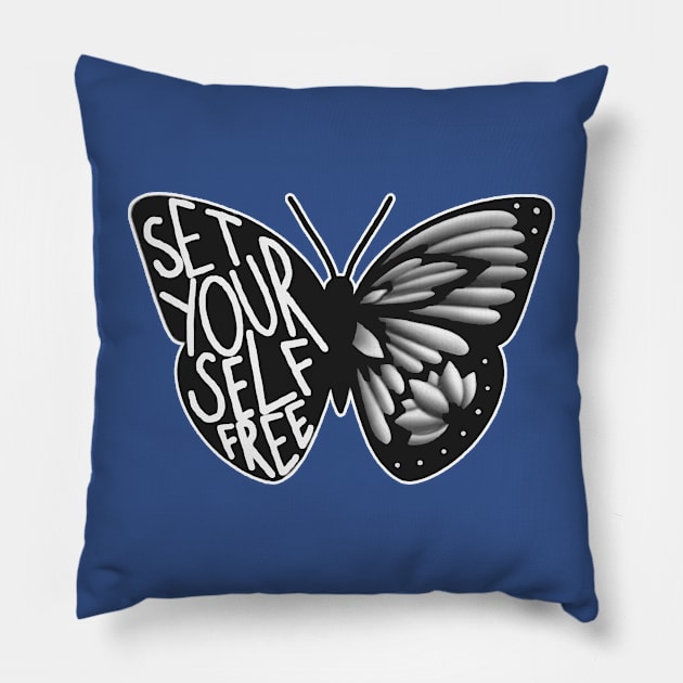 set yourself free butterfly 3 Pillow by Hunters shop