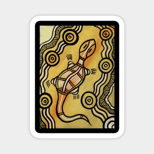 Aboriginal Art - Lizard Gold Magnet