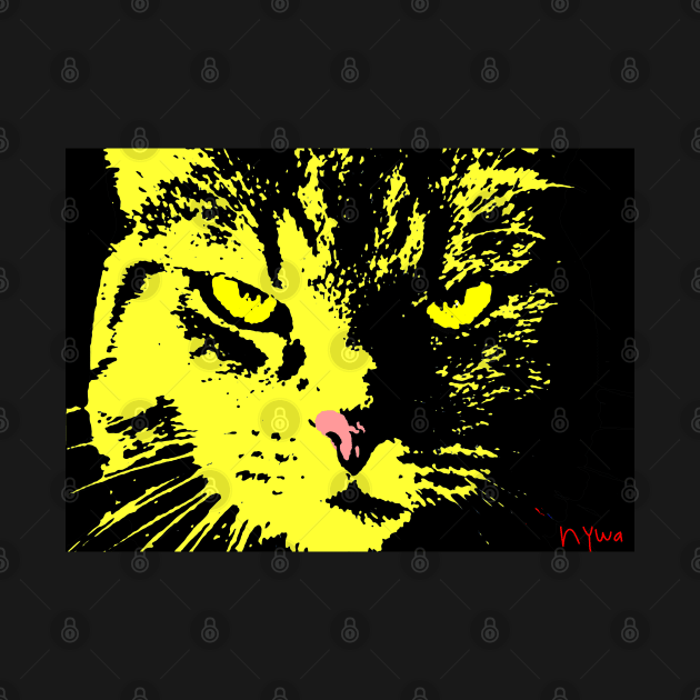 ANGRY CAT POP ART - YELLOW BLACK by NYWA-ART-PROJECT