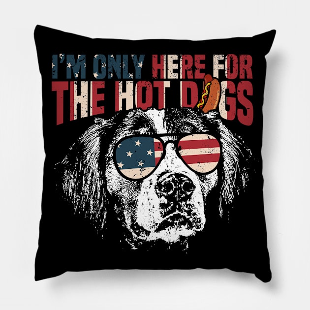 Brittany Spaniel Funny 4th of July Pillow by Madfido