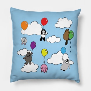 Animals with Balloons Pillow