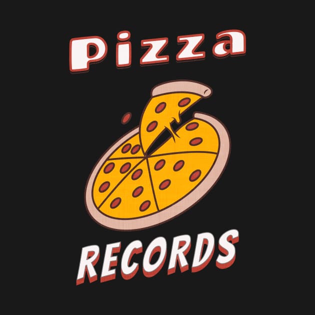 Pizza Music Recording Studio Records Vintage Retro 80s 90s Classic by InktuitionCo