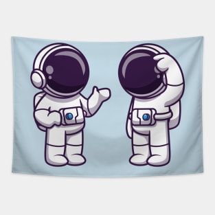 Astronauts Talking Cartoon Tapestry