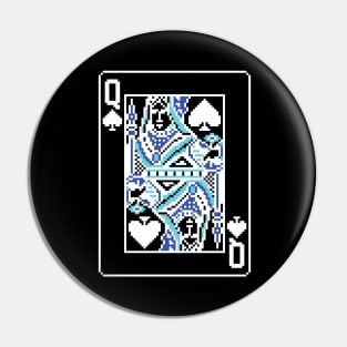 Queen of Spades Pixel Art Bright Negative Mode Pin