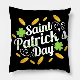 Golden Coins And Shamrocks On A Logo For St. Patricks Day Pillow