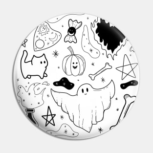 witchy ink pattern for halloween - black Pin