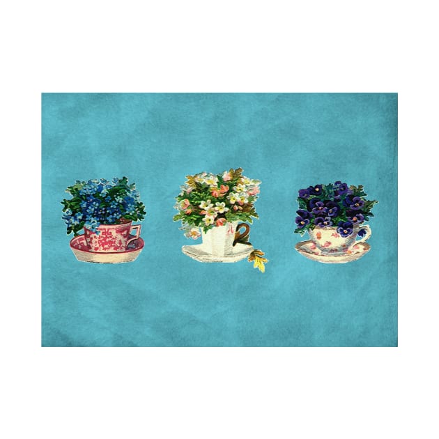 Vintage Flowers in Cups by RumourHasIt