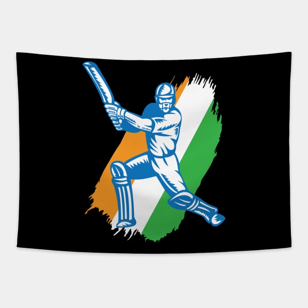 India Indian Cricket Player Batsman Design Tapestry by alltheprints