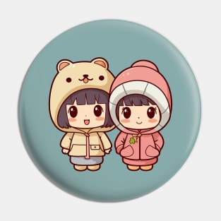 Kawaii girls with cute winter coats Pin