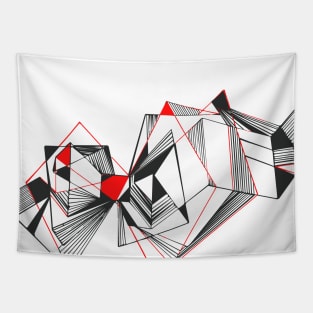 Geometric black red triangle linear Tapestry