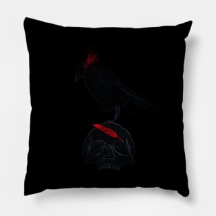 Abstract Skull and Crow Pillow