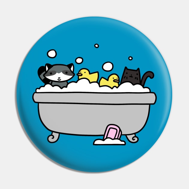 Raccoon and Black Cat Bath Pin by saradaboru