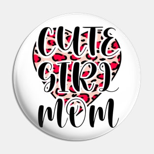 Cute Girl Mom Leopard Heart Mother's Day Girl Mama Mom Pin