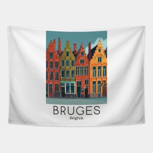 A Vintage Travel Illustration of Bruges - Belgium Tapestry