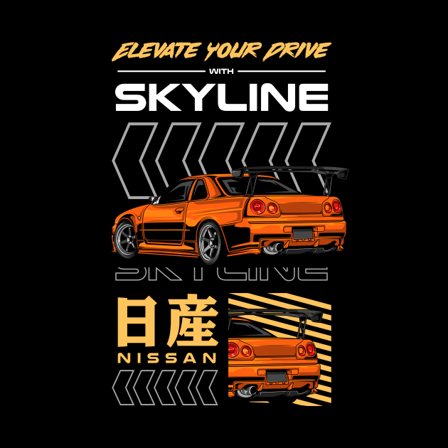 Iconic R34 Skyline GTR by milatees