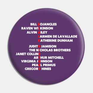 Black Dance History Icons - White Lettering Pin