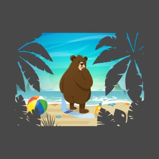 Dalston Bear Bare Butt on Beach T-Shirt