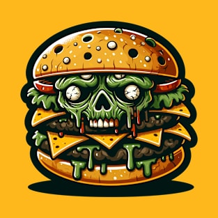 zombie burger horror scary cheeseburger foodie halloween T-Shirt