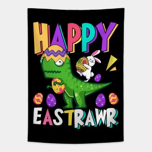 Happy Eastrawr Funny Easter T-Rex T Shirt Design Tapestry