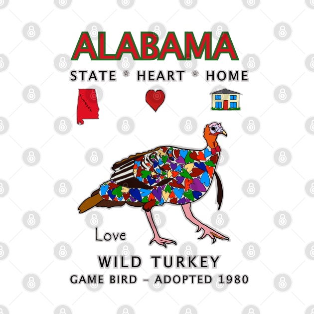 Alabama, Wild Turkey, State, Heart, Home, Love, Valentine Day by cfmacomber