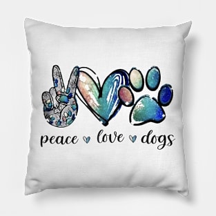 Dog Lover Peace Love Dogs Puppy Paw Pillow