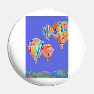 Hot Air Balloon Watercolor Painting on Purple Balloons Pin