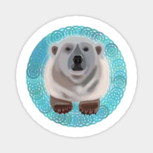 Polar Bear on turquoise circular pattern Magnet