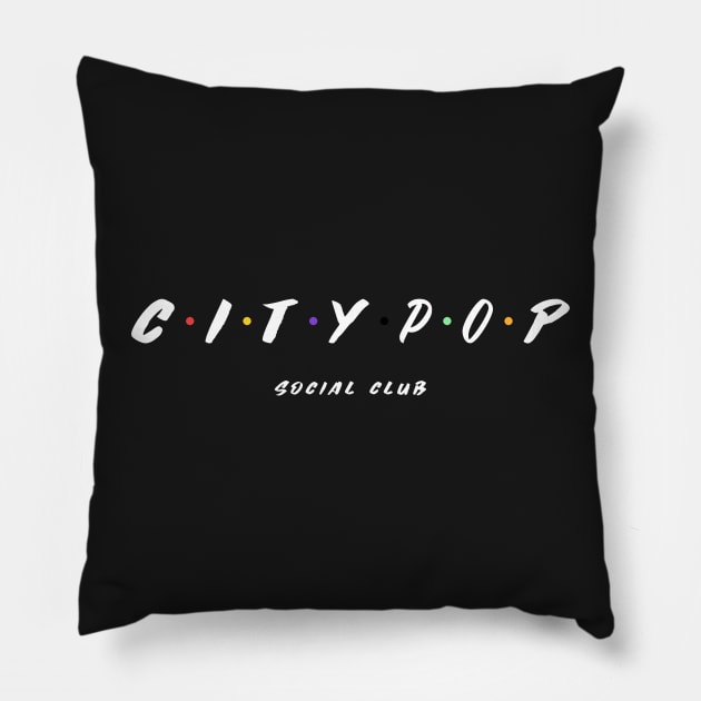 City Pop 80s Japanese Music Social Club Pillow by RareLoot19