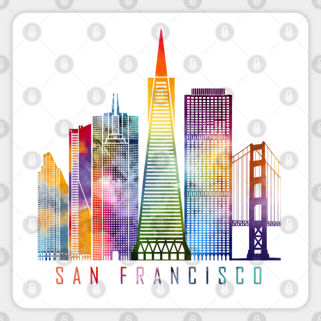 San Francisco Skyline Watercolor Skyline Sticker Teepublic See and discover other items: teepublic