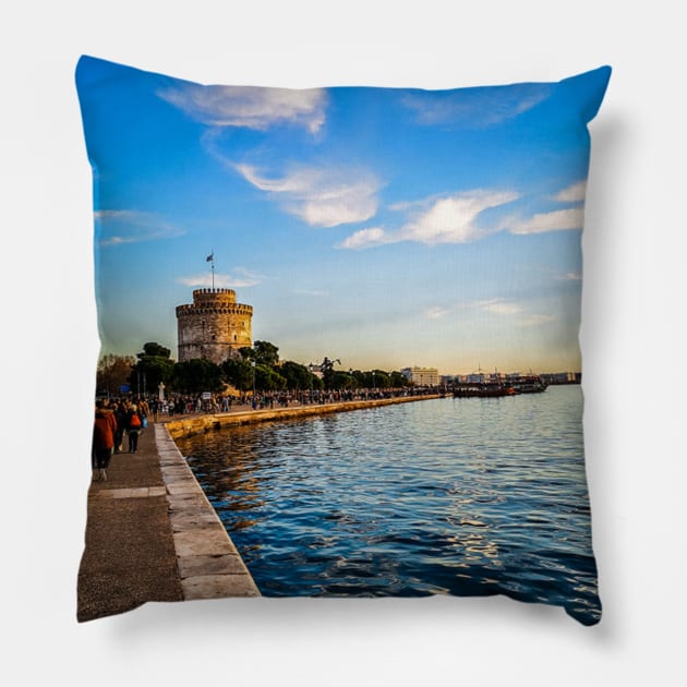 Walk in Thessaloniki Pillow by GRKiT