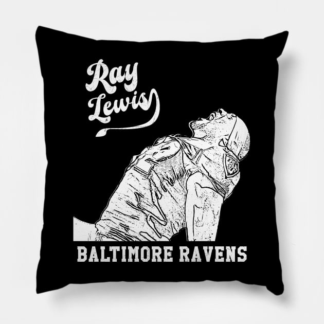 Ray lewis | White retro | Football Pillow by Aloenalone