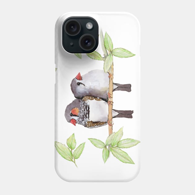 Sweet couple of zebra finches Phone Case by Bwiselizzy